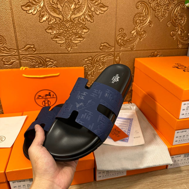 HM IZMIR SLIPPER NAVY CALFSKIN