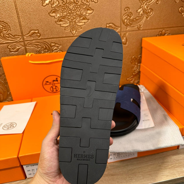 HM IZMIR SLIPPER NAVY CALFSKIN