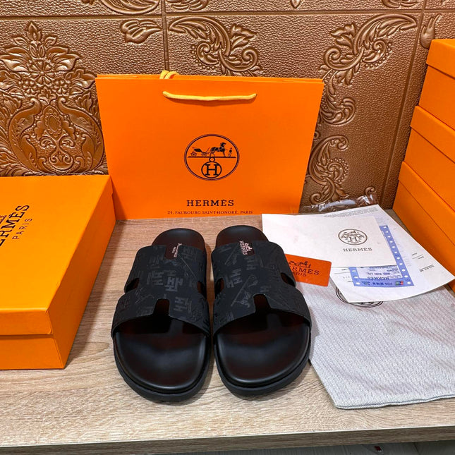 HM IZMIR SLIPPER BLACK CALFSKIN