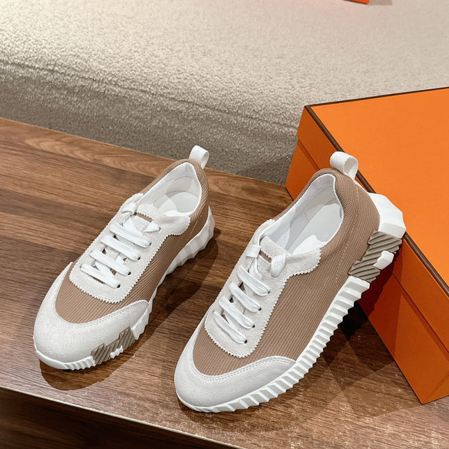 MAINLAND SNEAKER IN PALE GRAY SUEDE AND LIGHT BROWN BREATHABLE MESH FABRIC