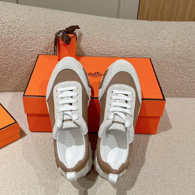 MAINLAND SNEAKER IN PALE GRAY SUEDE AND LIGHT BROWN BREATHABLE MESH FABRIC