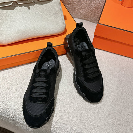 MAINLAND SNEAKER IN FULL BLACK SUEDE AND BREATHABLE MESH FABRIC