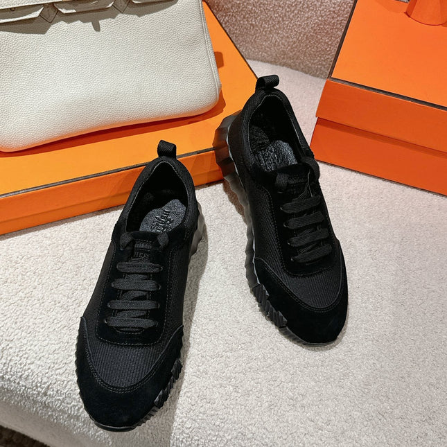 MAINLAND SNEAKER IN FULL BLACK SUEDE AND BREATHABLE MESH FABRIC