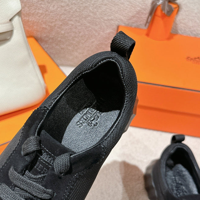 MAINLAND SNEAKER IN FULL BLACK SUEDE AND BREATHABLE MESH FABRIC