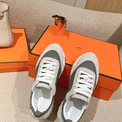 MAINLAND SNEAKER IN PALE GRAY SUEDE AND SMOKE GRAY BREATHABLE MESH FABRIC