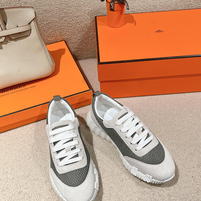 MAINLAND SNEAKER IN PALE GRAY SUEDE AND SMOKE GRAY BREATHABLE MESH FABRIC