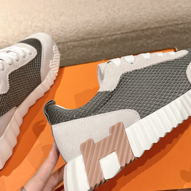 MAINLAND SNEAKER IN PALE GRAY SUEDE AND SMOKE GRAY BREATHABLE MESH FABRIC