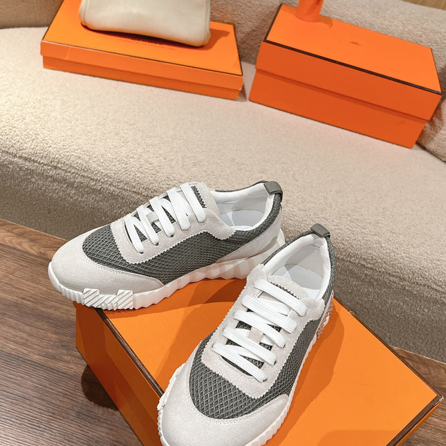 MAINLAND SNEAKER IN PALE GRAY SUEDE AND SMOKE GRAY BREATHABLE MESH FABRIC