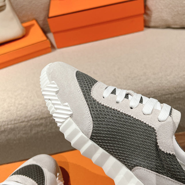 MAINLAND SNEAKER IN PALE GRAY SUEDE AND SMOKE GRAY BREATHABLE MESH FABRIC