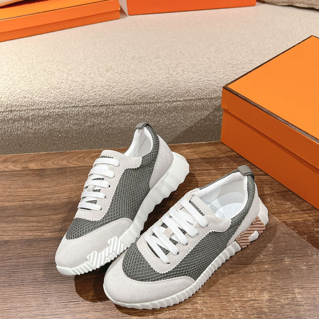 MAINLAND SNEAKER IN PALE GRAY SUEDE AND SMOKE GRAY BREATHABLE MESH FABRIC