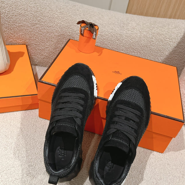 MAINLAND SNEAKER IN BLACK SUEDE AND BREATHABLE MESH FABRIC