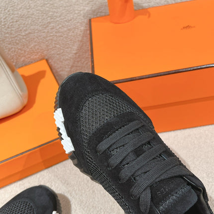 MAINLAND SNEAKER IN BLACK SUEDE AND BREATHABLE MESH FABRIC