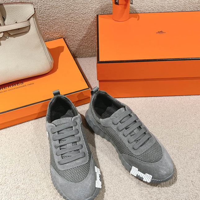 MAINLAND SNEAKER IN MOUSE GRAY SUEDE AND BREATHABLE MESH FABRIC
