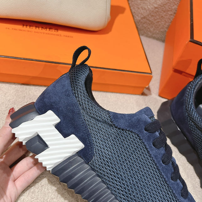 MAINLAND SNEAKER IN CLASSIC BLUE SUEDE AND BREATHABLE MESH FABRIC