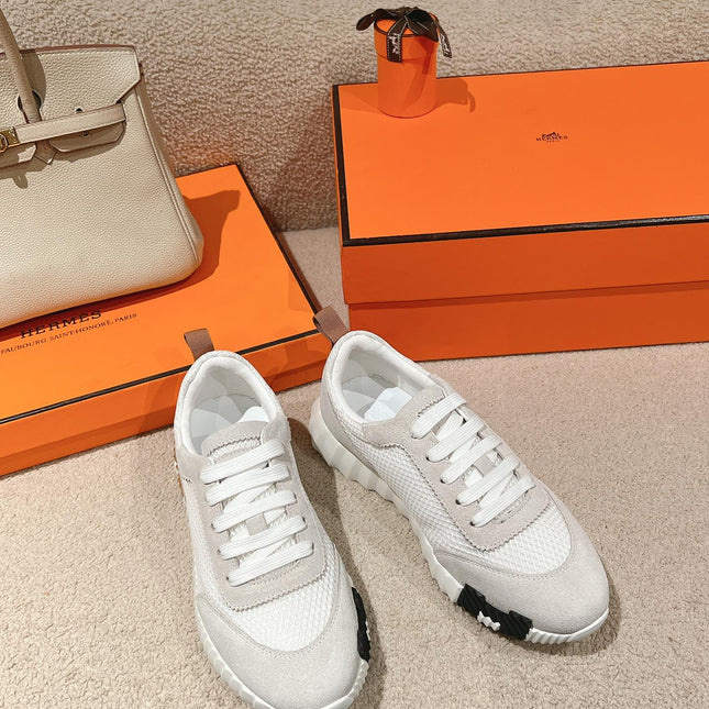 MAINLAND SNEAKER IN PALE GRAY SUEDE AND WHITE BREATHABLE MESH FABRIC