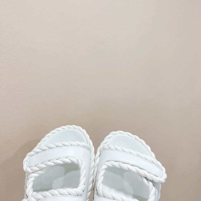 REFINED DAD SANDAL IN WHITE LAMBSKIN MULE