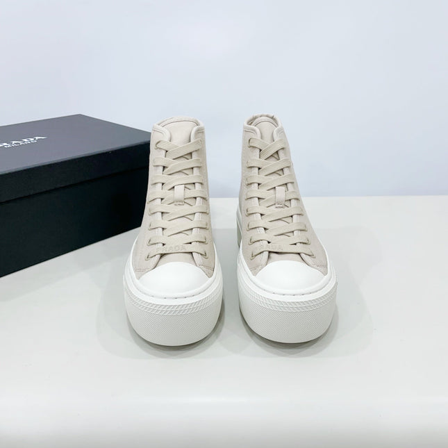 HIGH-TOP SEANKERS IN BEIGE CANVAS