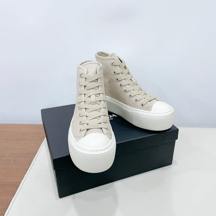 HIGH-TOP SEANKERS IN BEIGE CANVAS