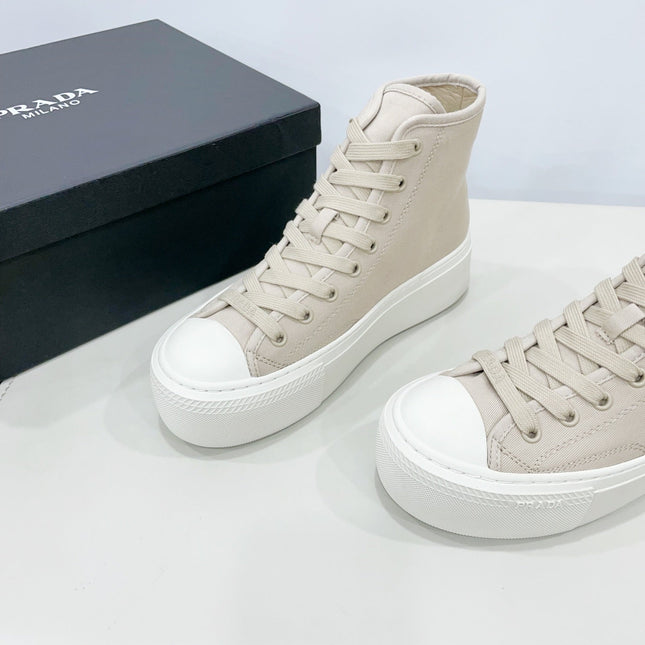 HIGH-TOP SEANKERS IN BEIGE CANVAS