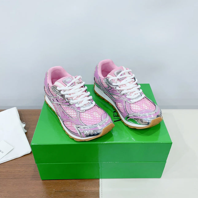 ORBIT SNEAKER IN BLUSH PINK TECHNICAL FABRIC AND METALLIC MESH