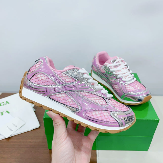 ORBIT SNEAKER IN BLUSH PINK TECHNICAL FABRIC AND METALLIC MESH