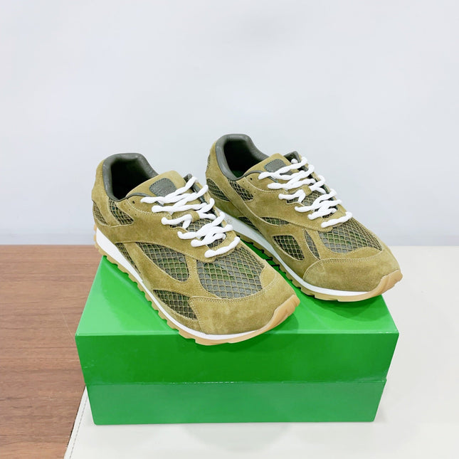 ORBIT SNEAKER IN OLIVE GREEN SUEDE AND TECHNICAL MESH