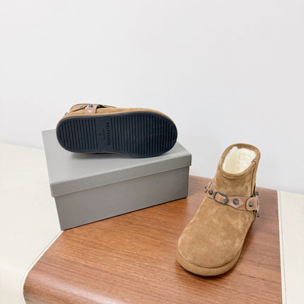 BALENCIAGA 25S ALASKA ANKLE BOOTS IN LIGHT BROWN SUEDE AND LAMBSKIN