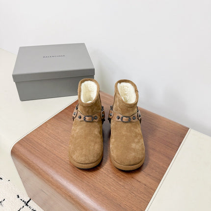BALENCIAGA 25S ALASKA ANKLE BOOTS IN LIGHT BROWN SUEDE AND LAMBSKIN