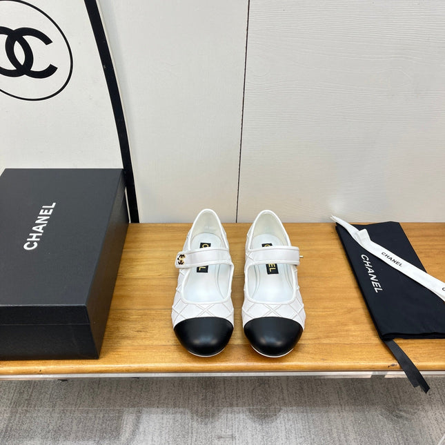 CHANEL 25S QUILTED MARY JANES BLACK AND WHITE IN CALFSKIN