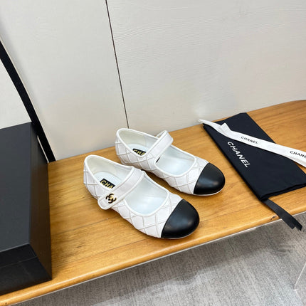 CHANEL 25S QUILTED MARY JANES BLACK AND WHITE IN CALFSKIN
