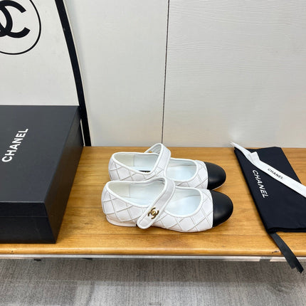CHANEL 25S QUILTED MARY JANES BLACK AND WHITE IN CALFSKIN
