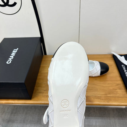 CHANEL 25S QUILTED MARY JANES BLACK AND WHITE IN CALFSKIN