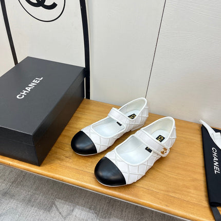 CHANEL 25S QUILTED MARY JANES BLACK AND WHITE IN CALFSKIN