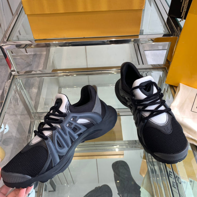 FENDI TAG SNEAKER IN BLACK MESH AND RUBBER