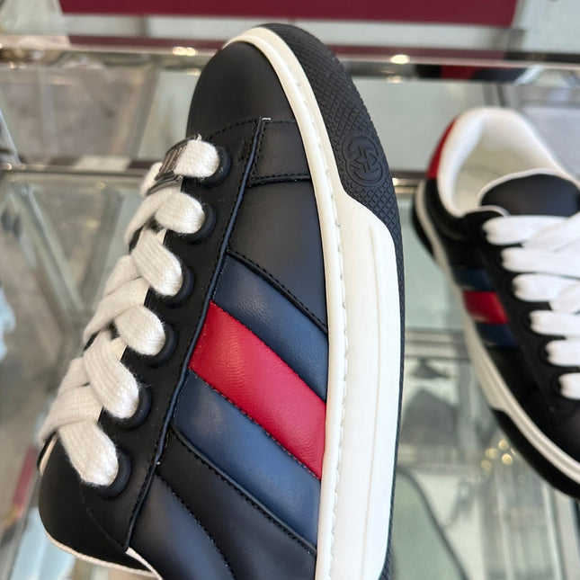 GG ACE SNEAKER IN BLACK SHEEPSKIN