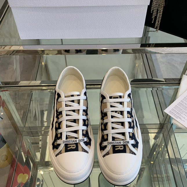 WALK'N PLATFORM SNEAKER IN CAMEL BEIGE MIX BLACK EMBROIDERED FABRIC