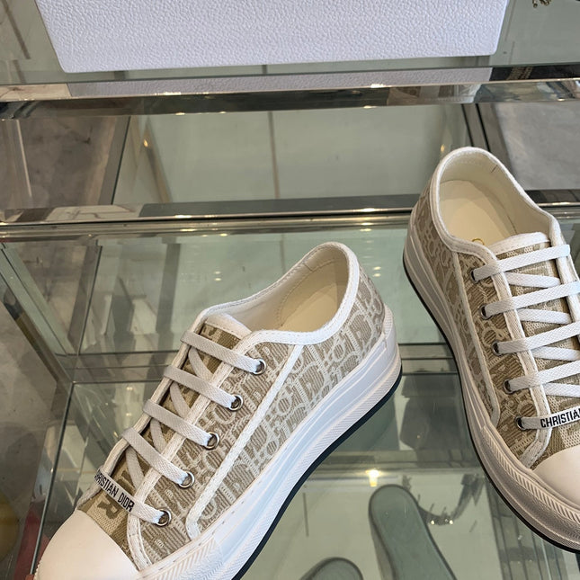 WALK'N PLATFORM SNEAKER CAMEL BEIGE OBLIQUE EMBROIDERED COTTON