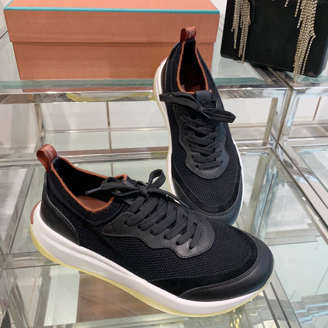 SNEAKER IN BLACK CANVAS MIX SUEDE WITH LAMBSKIN