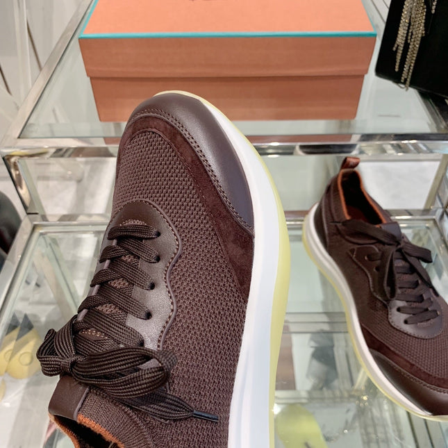 SNEAKER IN MAHOGANY RED CANVAS MIX SUEDE WITH LAMBSKIN