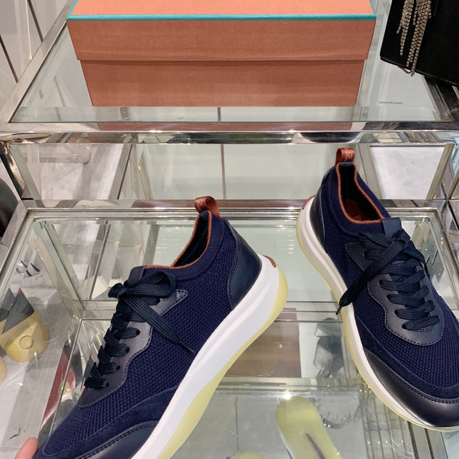 SNEAKER IN MIDNIGHT BLUE CANVAS MIX SUEDE WITH LAMBSKIN