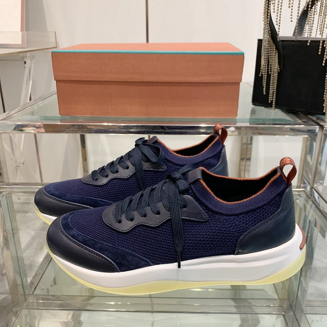 SNEAKER IN MIDNIGHT BLUE CANVAS MIX SUEDE WITH LAMBSKIN