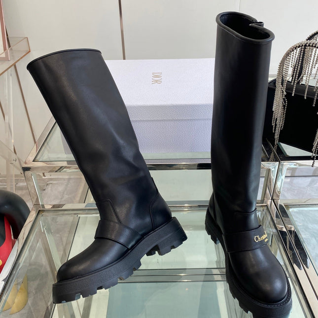 DIOR 25S BROGUE BOOTS 35MM IN BLACK CALFSKIN GOLD HARDWARE