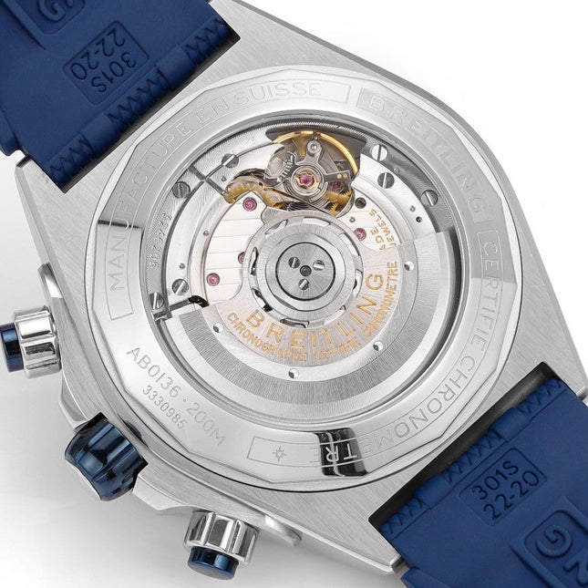 SUPER CHRONOMAT B01 44 CERAMIC BEZEL BLUE AND WHITE DIAL