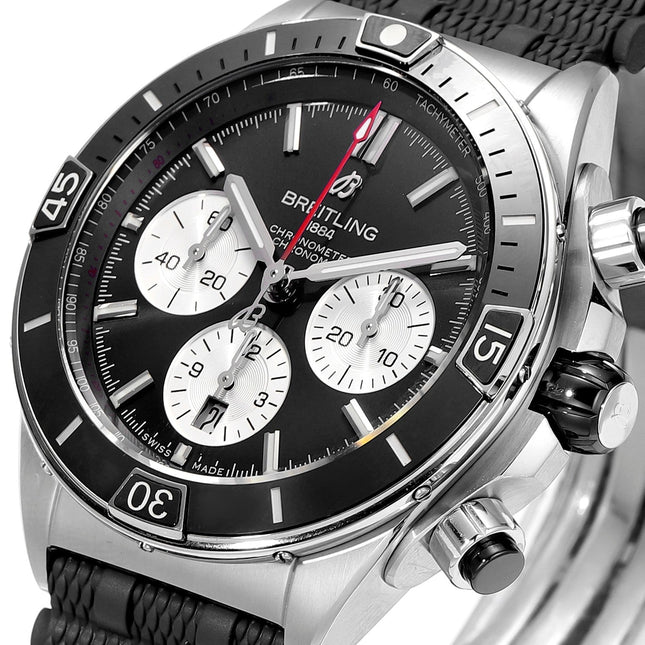 SUPER CHRONOMAT B01 44 CERAMIC BEZEL BLACK AND WHITE DIAL