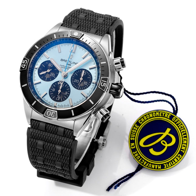 SUPER CHRONOMAT B01 44 STEEL CASE BLACK RUBBER STRAP