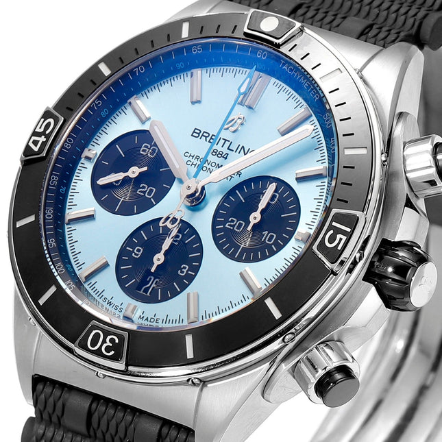 SUPER CHRONOMAT B01 44 STEEL CASE BLACK RUBBER STRAP