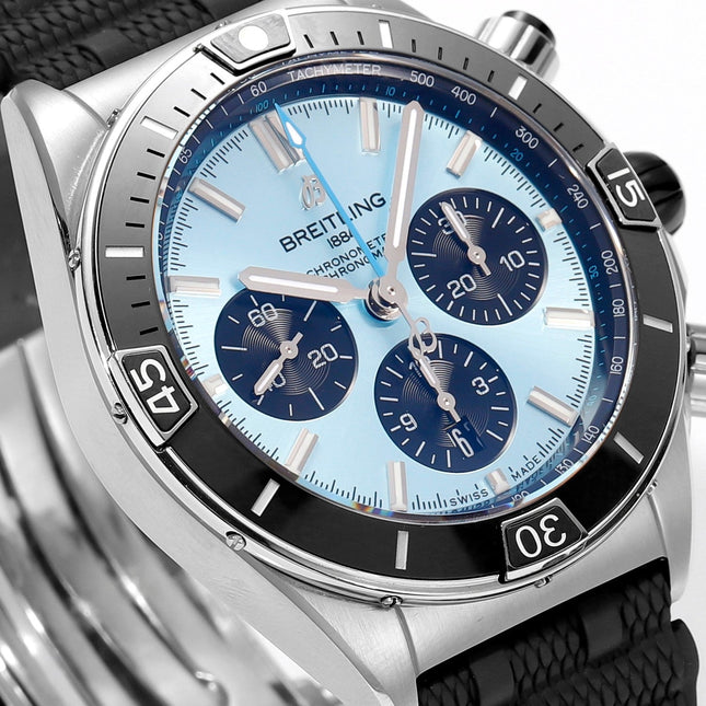 SUPER CHRONOMAT B01 44 STEEL CASE BLACK RUBBER STRAP