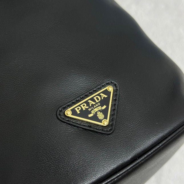 MINI BUCKET BAG 19 IN BLACK SOFT NAPPA LAMBSKIN GOLD HARDWARE