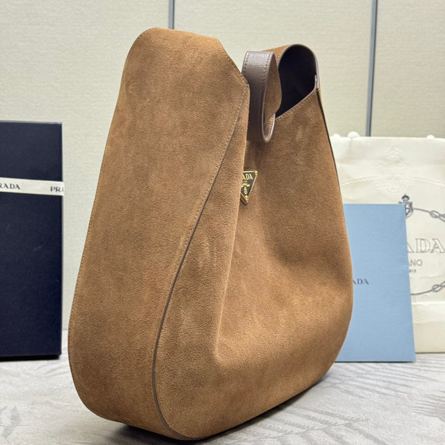 LARGE SHOULDER BAG 40 IN RUSSET BROWN SUEDE