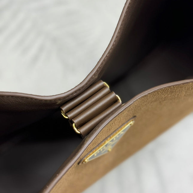 LARGE SHOULDER BAG 40 IN RUSSET BROWN SUEDE